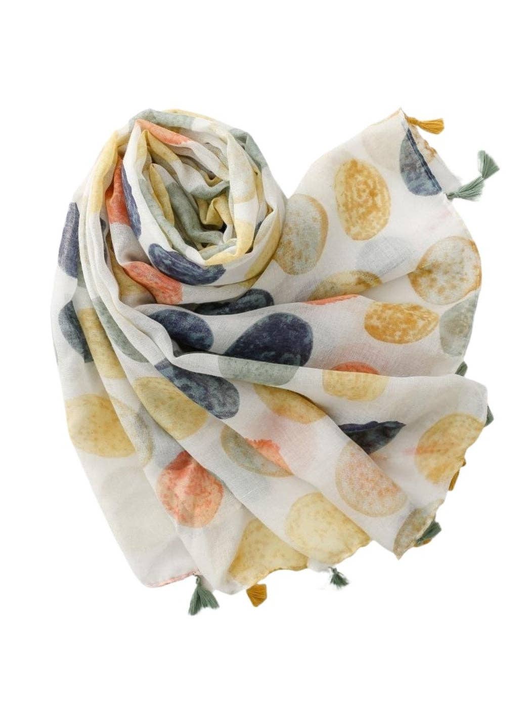 Watercolor Dot Tassel Scarf
