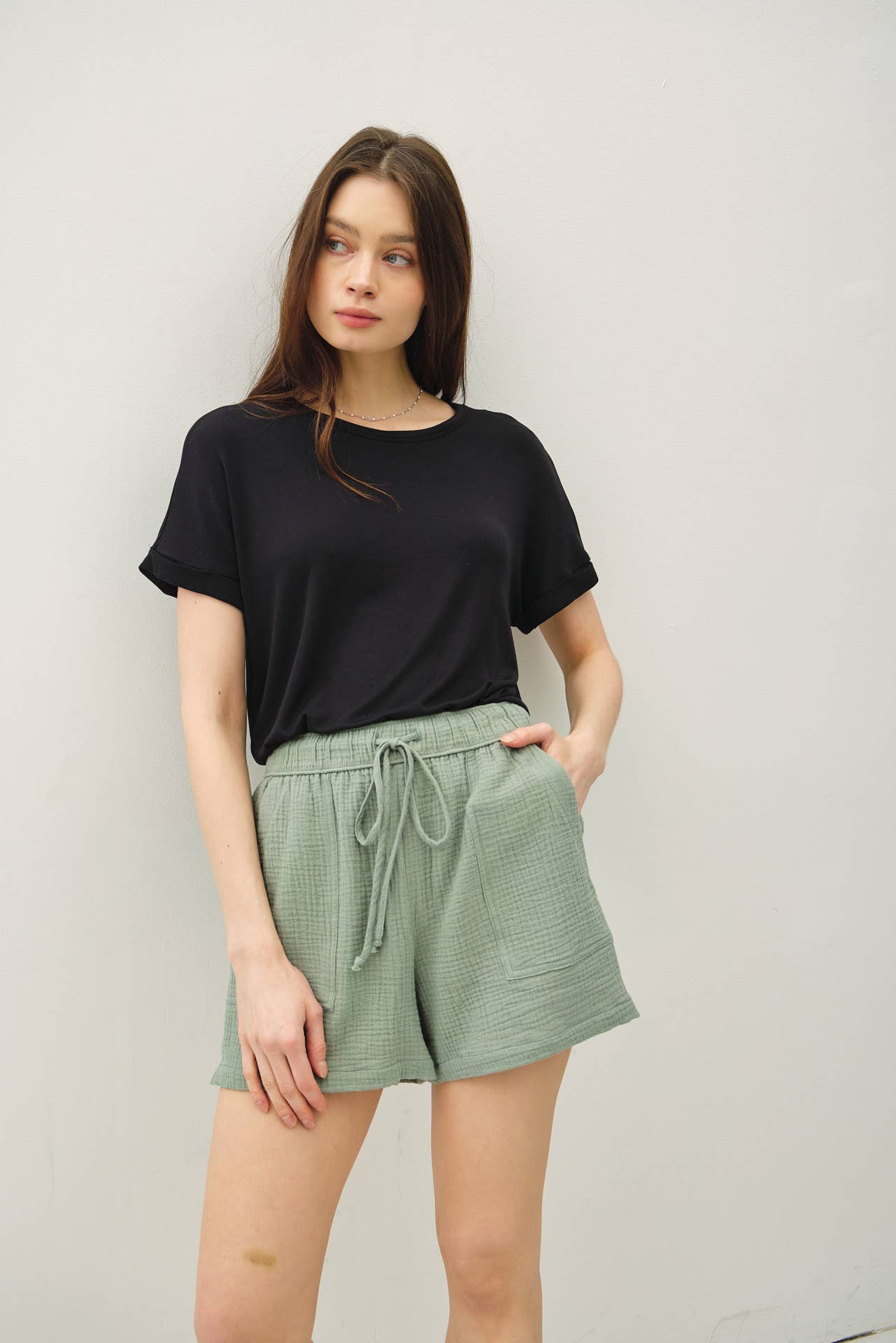 CLASSIC CUT COTTON GAUZE SHORTS