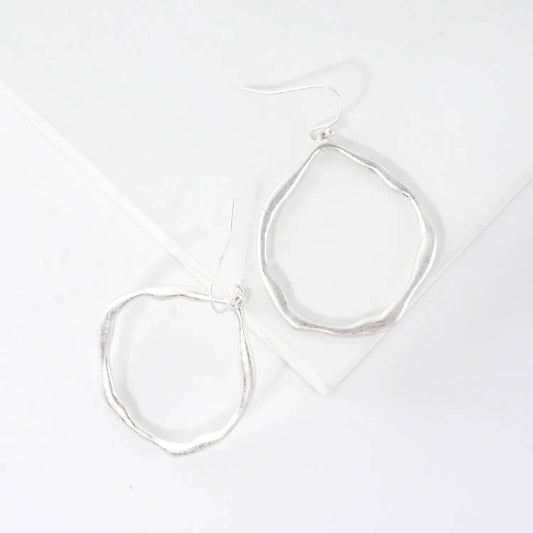 Metal Organic Open Circle Dangle Earrings