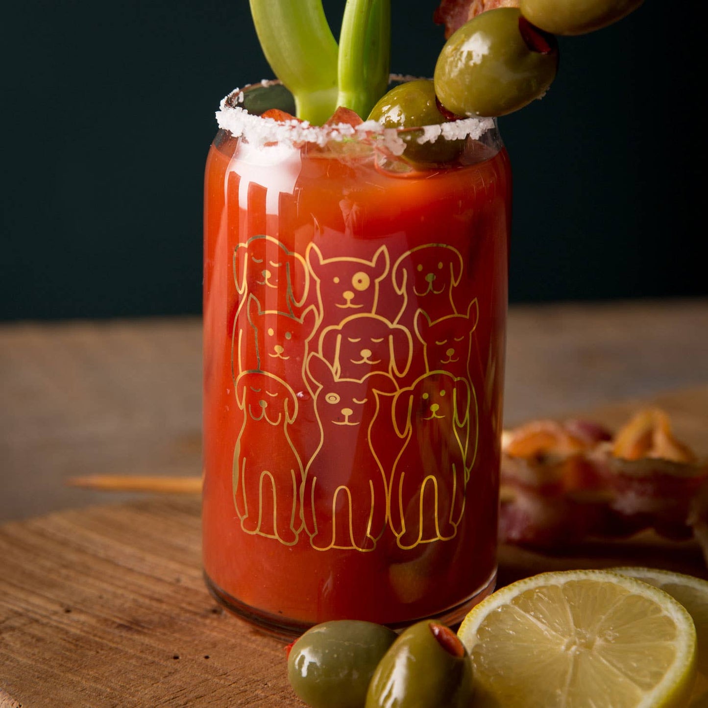 Gold Foil Dog Beer Can Pint Glass