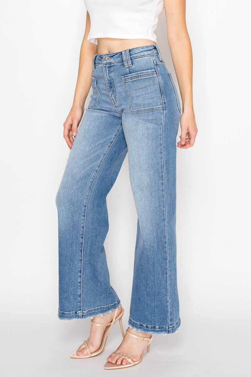 ECO FRIENDLY FABRIC HIGH RISE SLIM PALAZZO JEANS