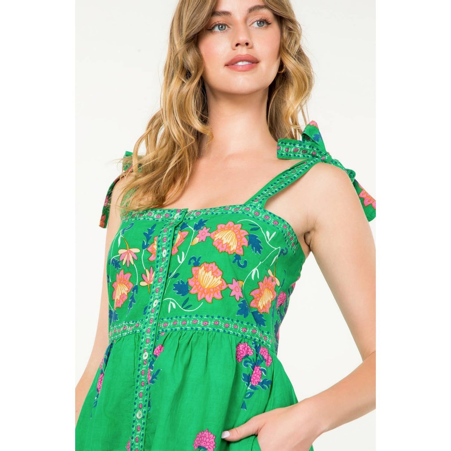 Tie Strap Flower Print Dress