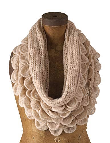 Oversized Scalloped Ruffle Knit Infinity Loop Scarf