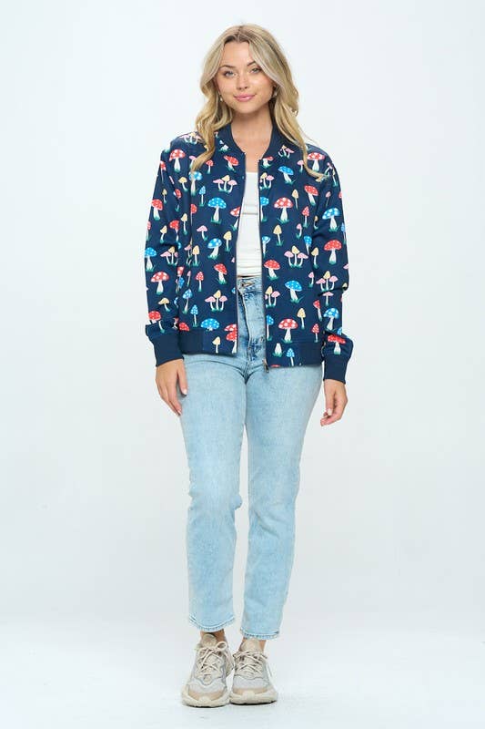 BOMBER JACKET MUSHROOM PRINT