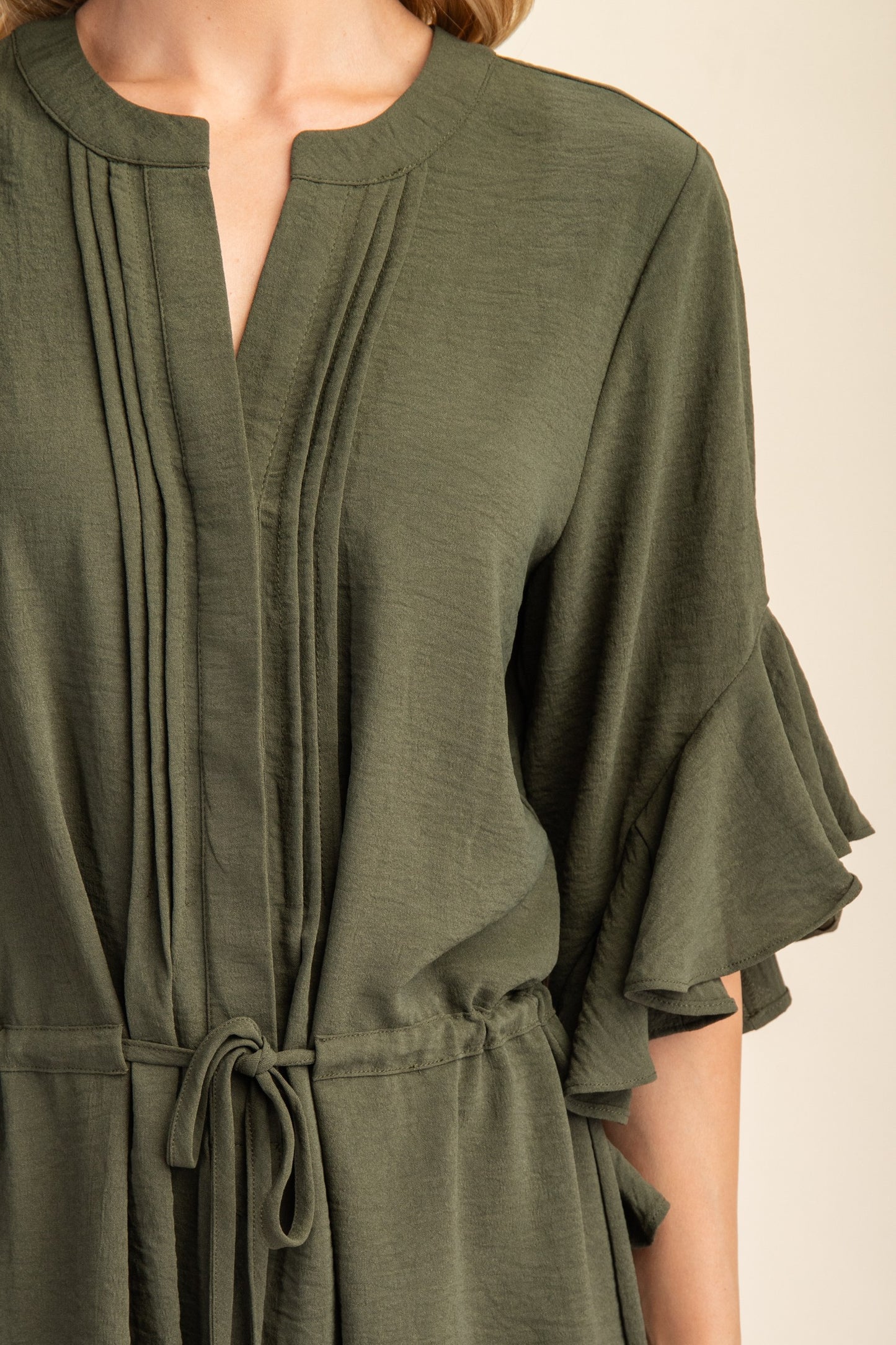 Ruffled Bell Sleeve Dress