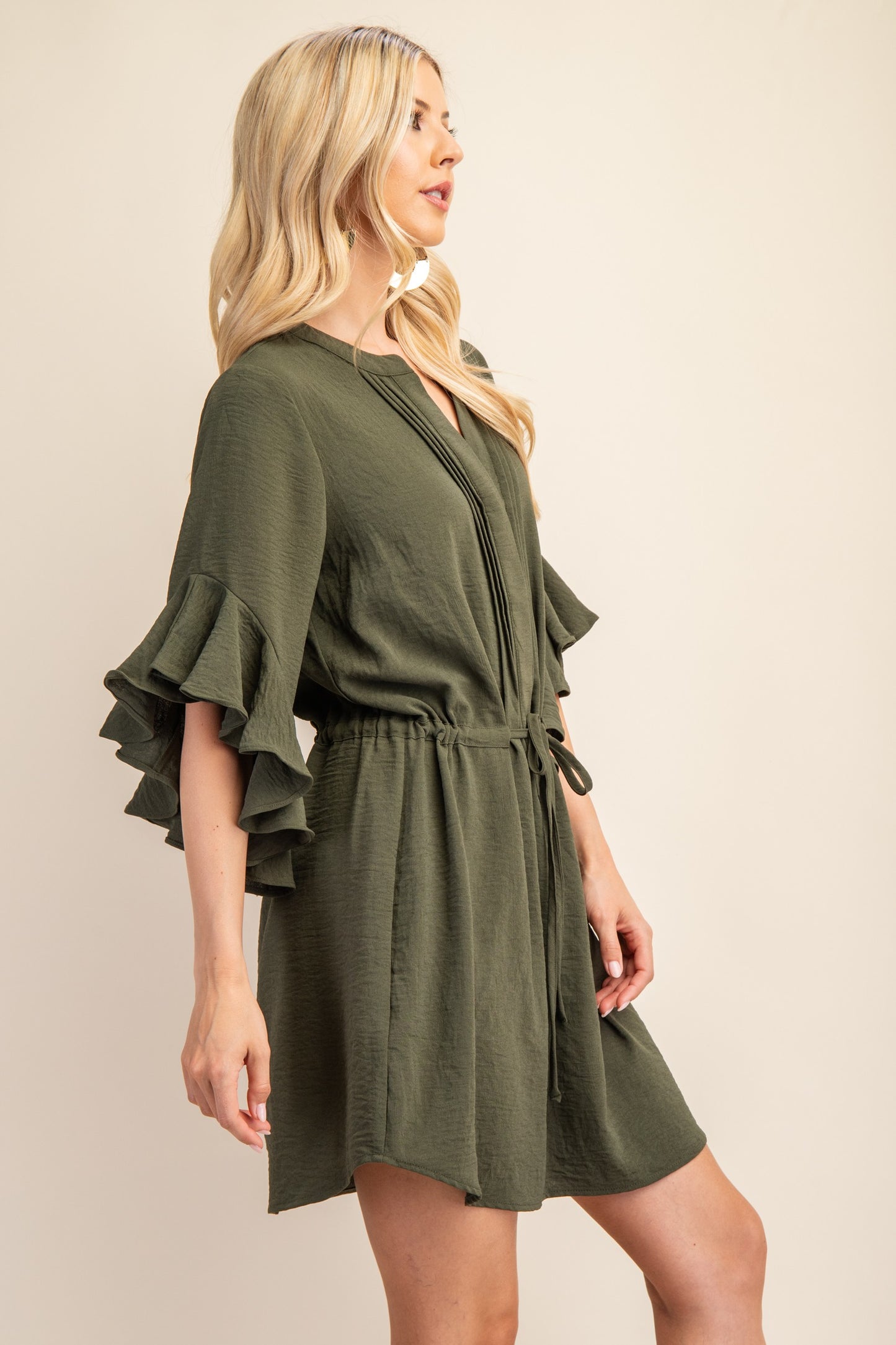 Ruffled Bell Sleeve Dress