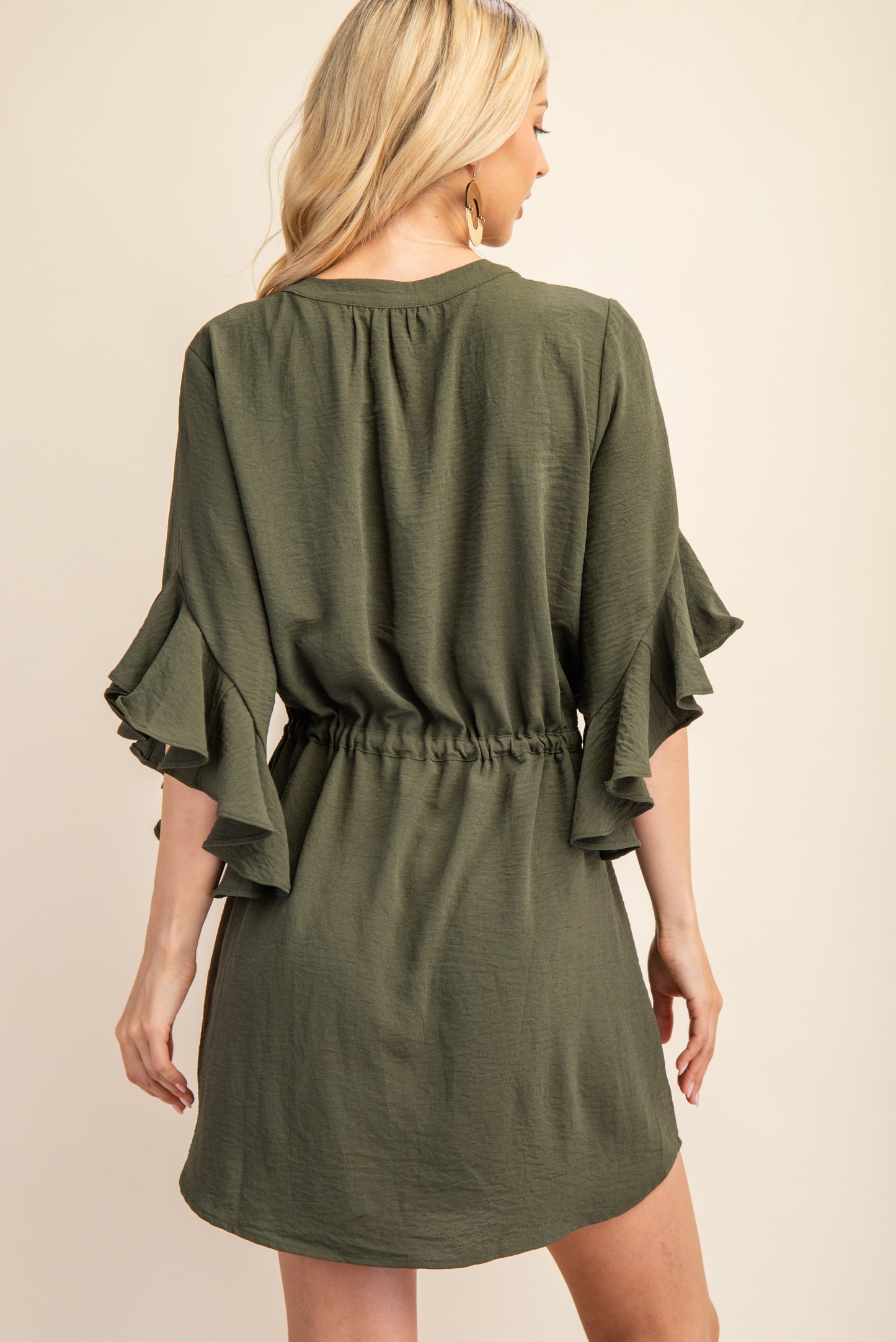 Ruffled Bell Sleeve Dress