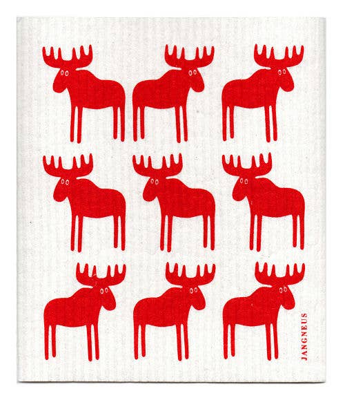 Swedish Dishcloth - Moose - Red