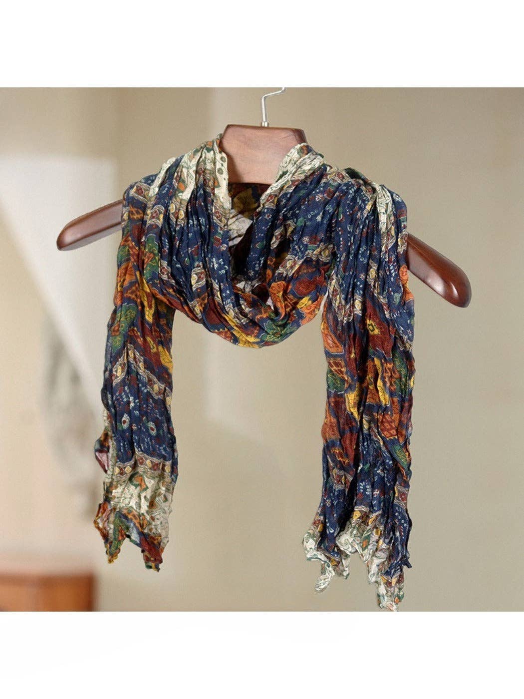 Vintage Print Crinkle Scarf