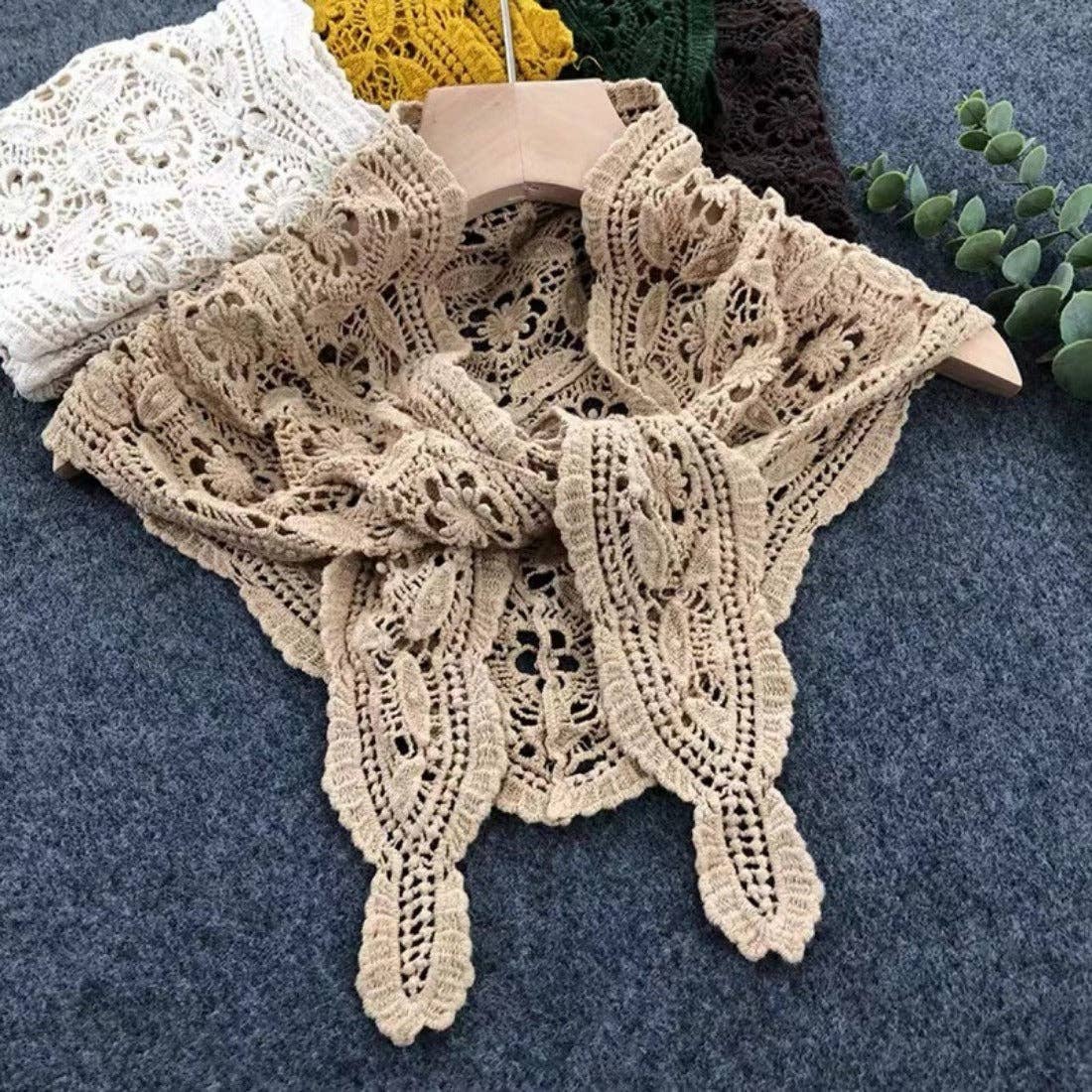 Lace Hollow-Out Shoulder Triangle Scarf