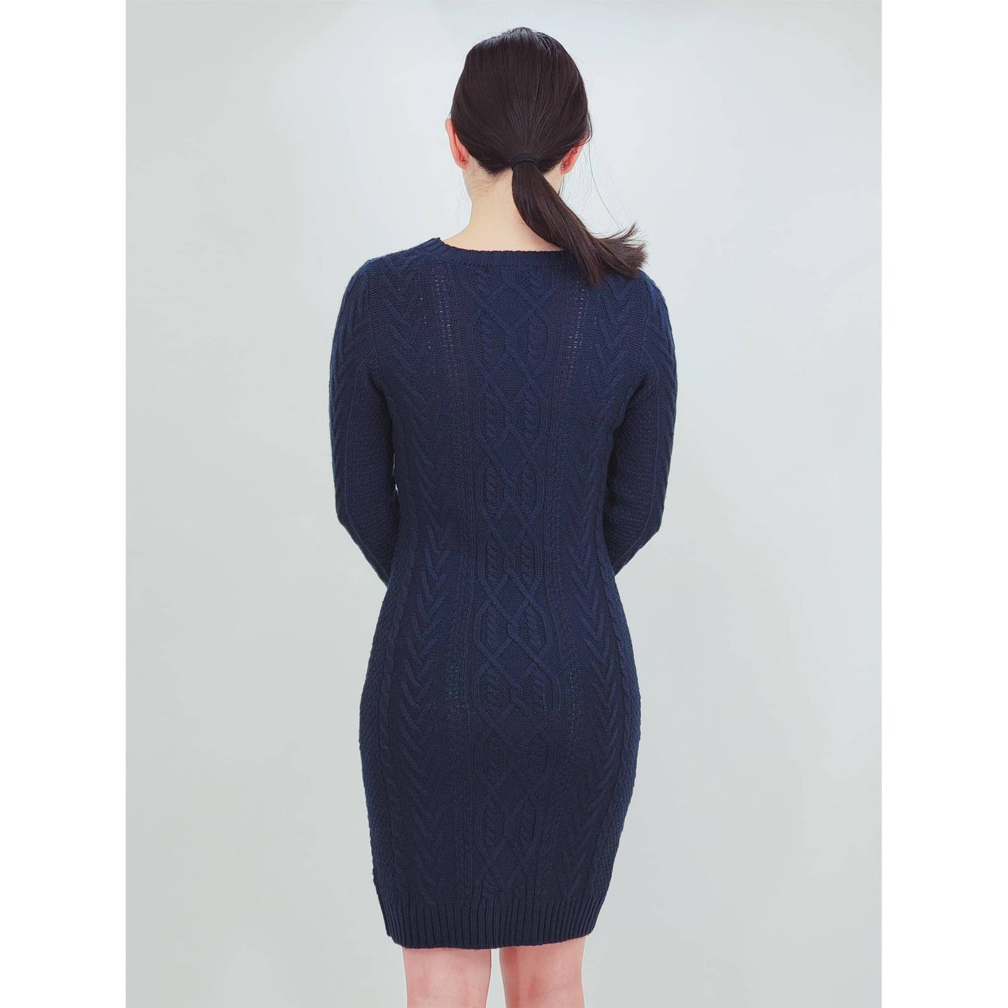 Cable Knit Long Sleeve Sweater Dress
