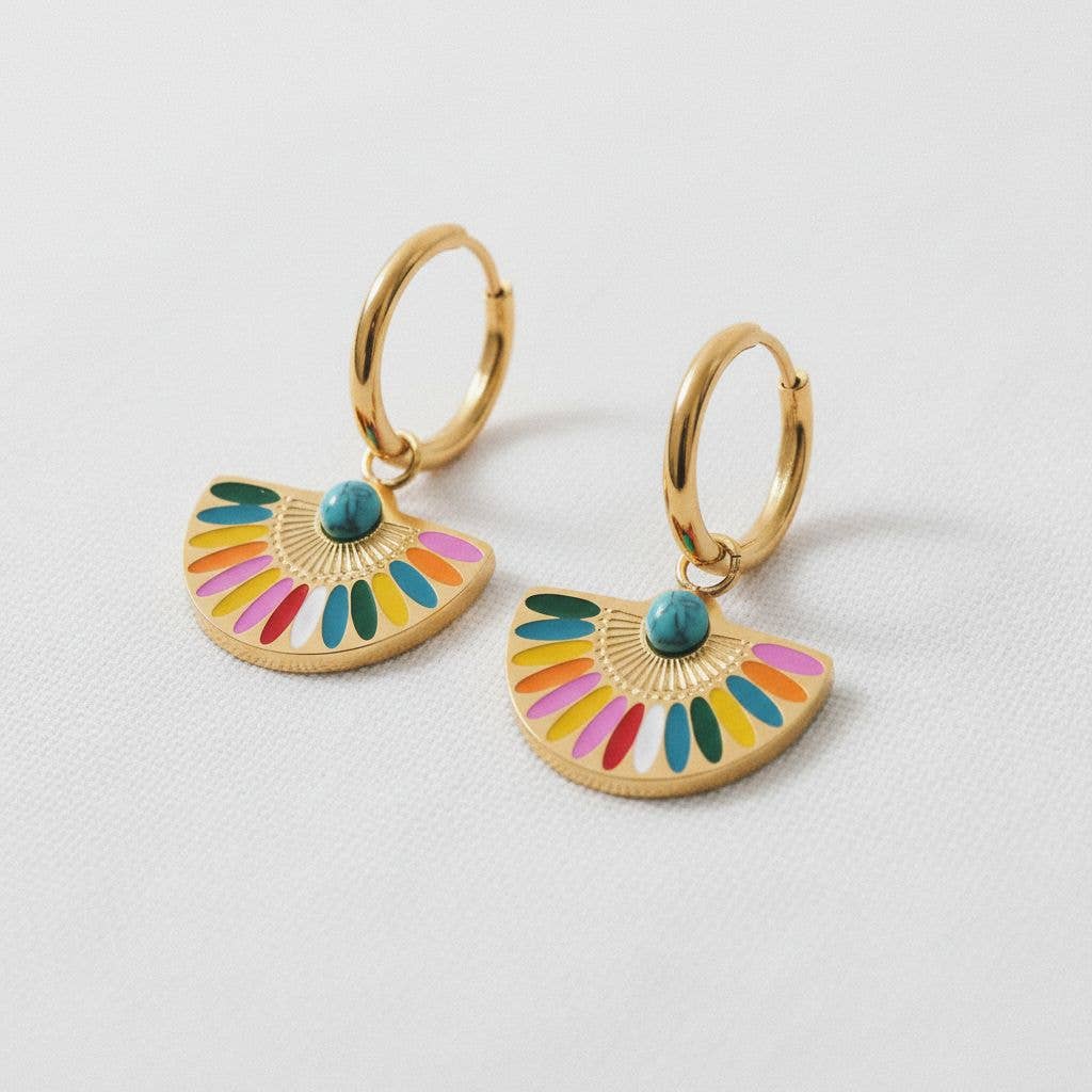 Emerald Fan Drop Earrings