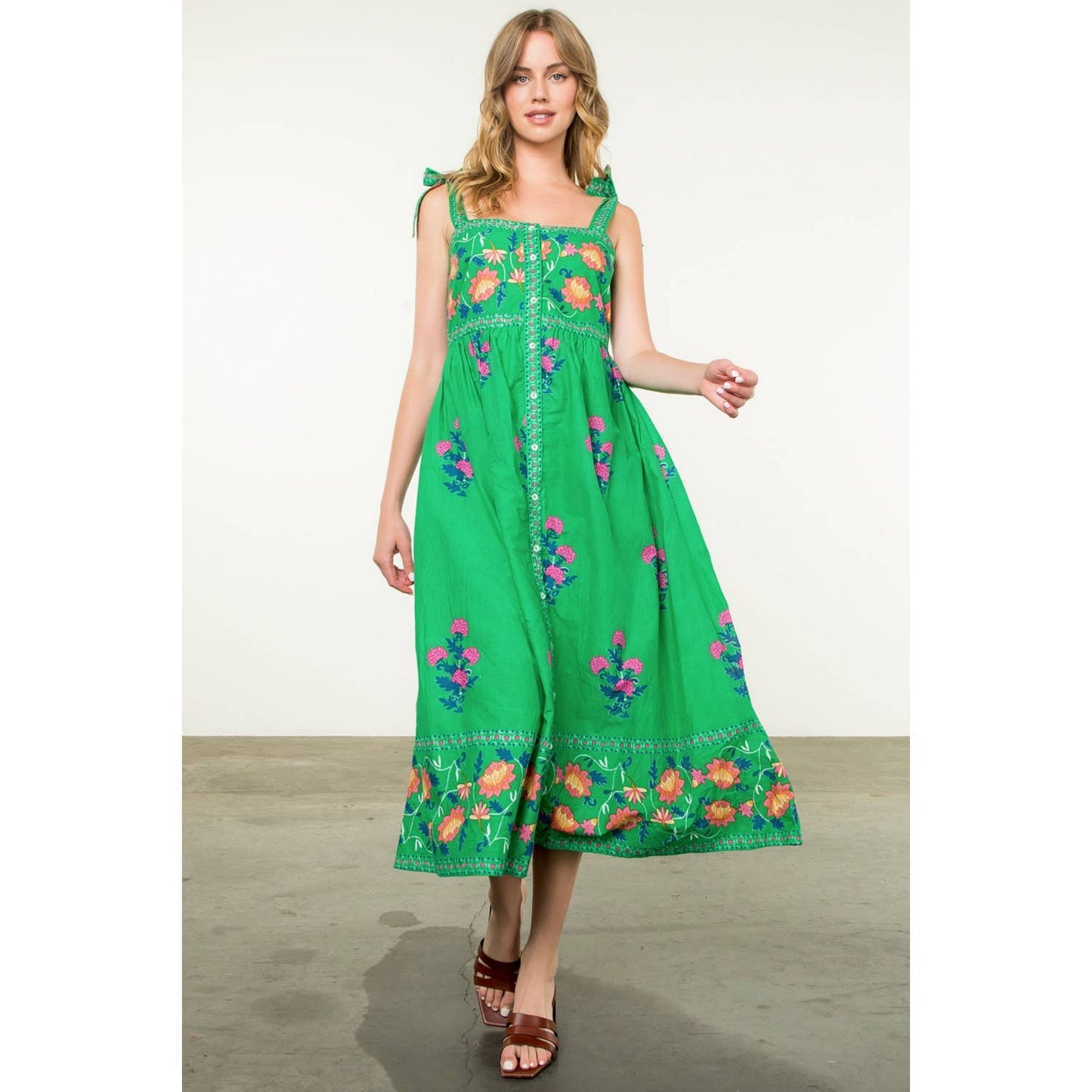 Tie Strap Flower Print Dress