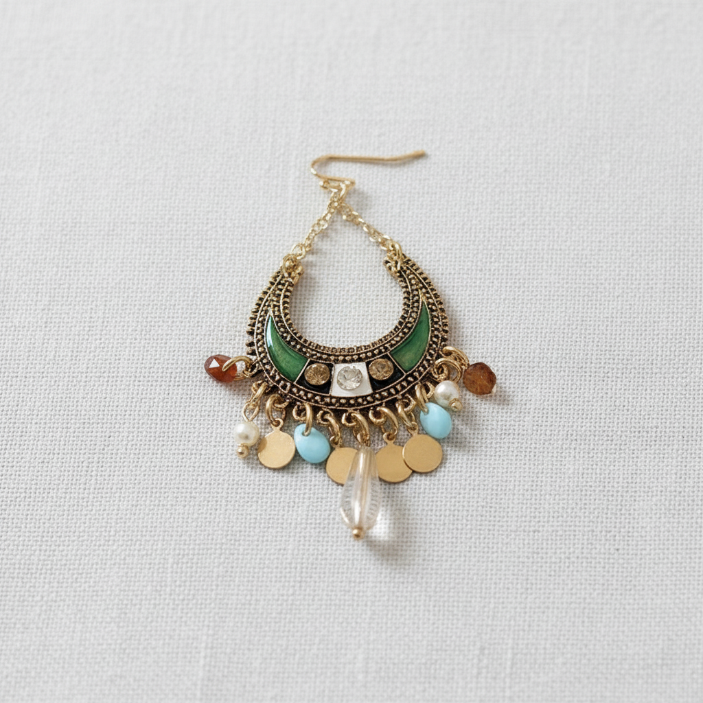 Bohemian Resin Moon Teardrop Tassel Earrings