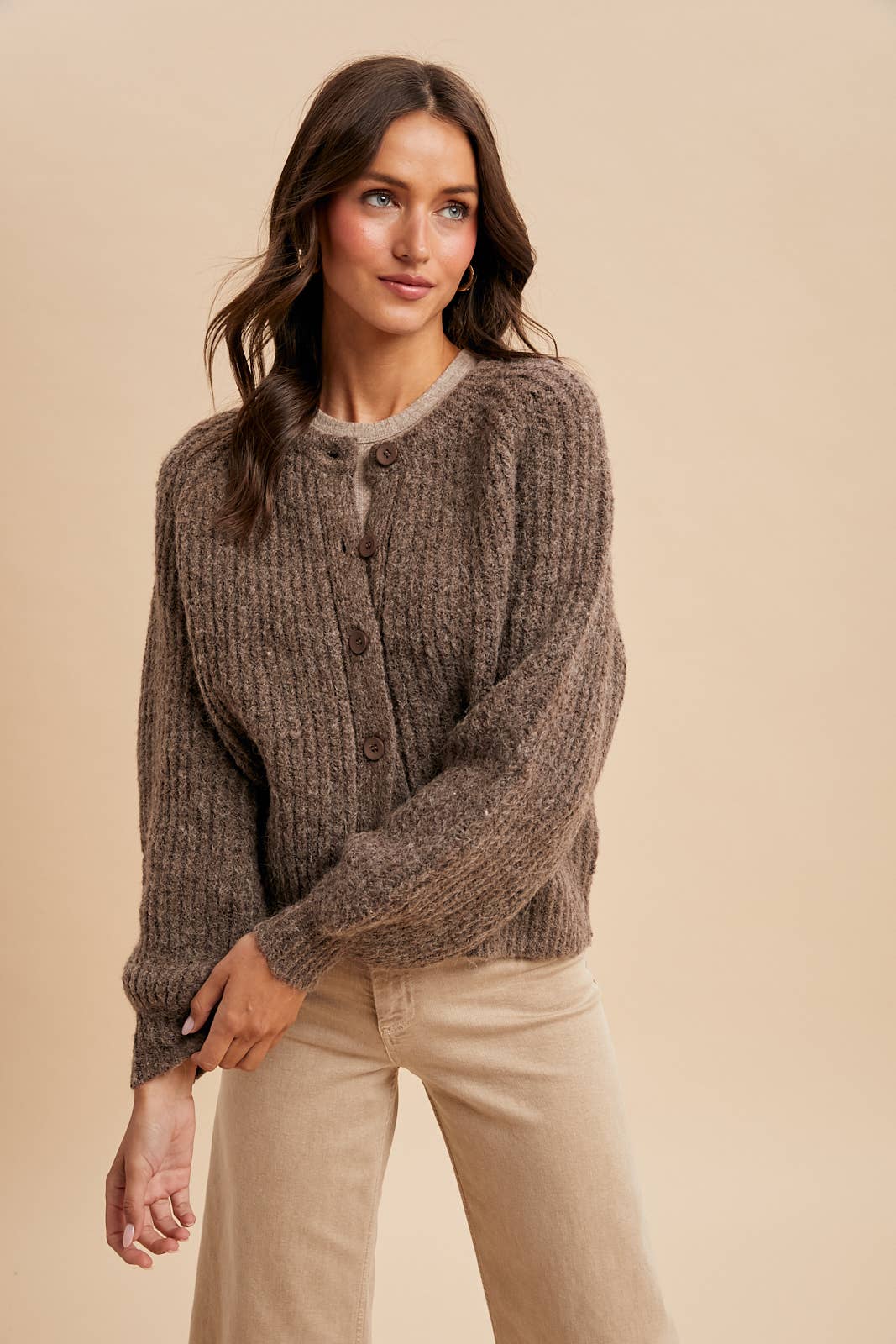 RAGLAN SLEEVE KNITTED CARDIGAN