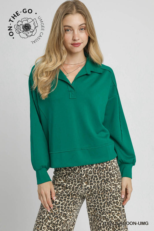 Luxe Knit Split Neck Pullover Top