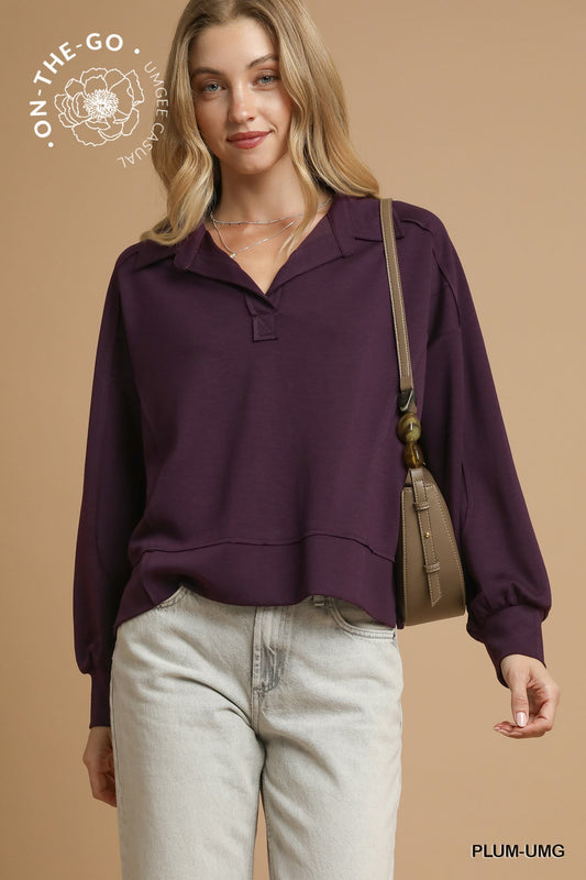 Luxe Knit Split Neck Pullover Top