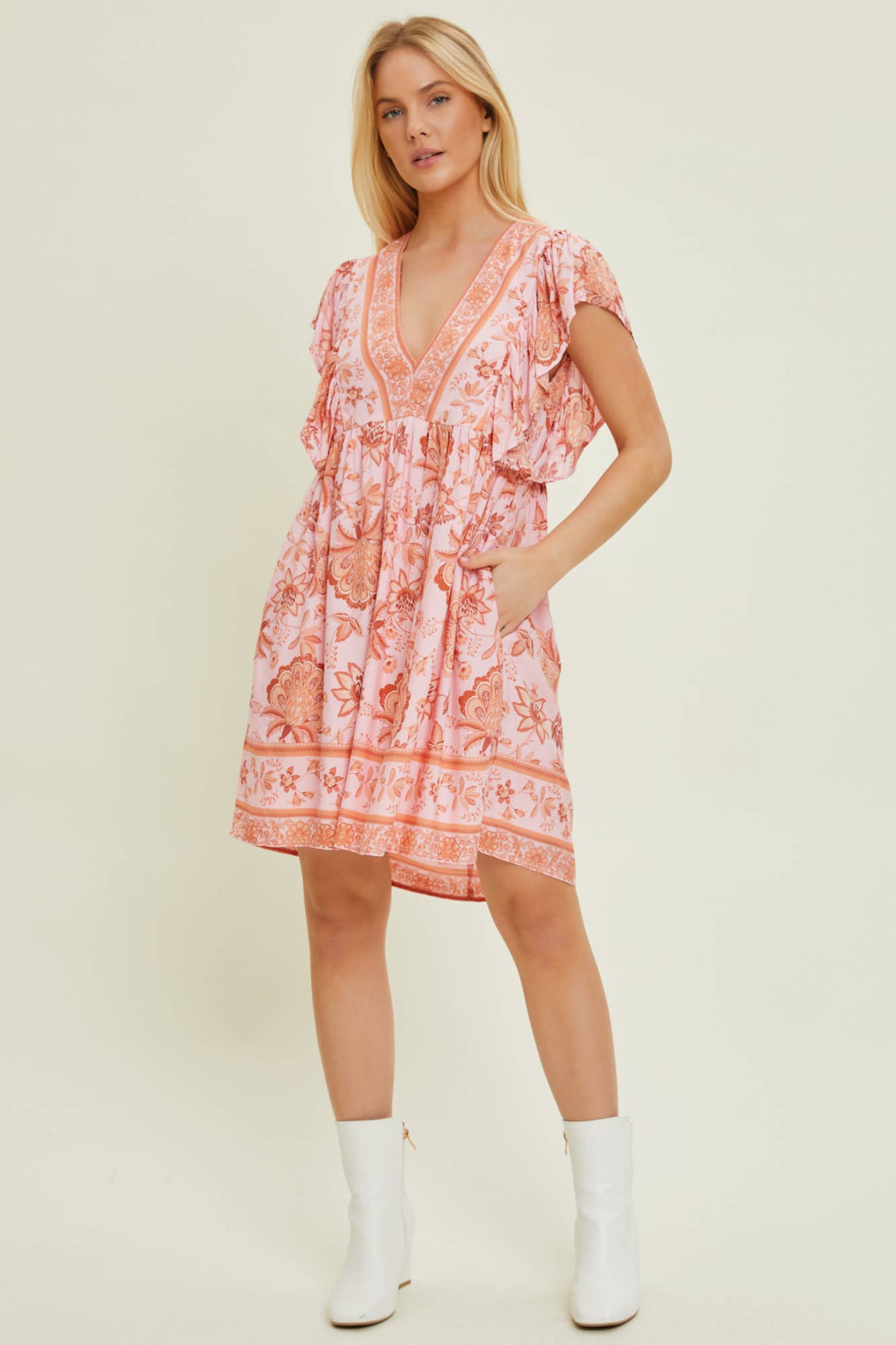 RUFFLE SLEEVE DRESS
