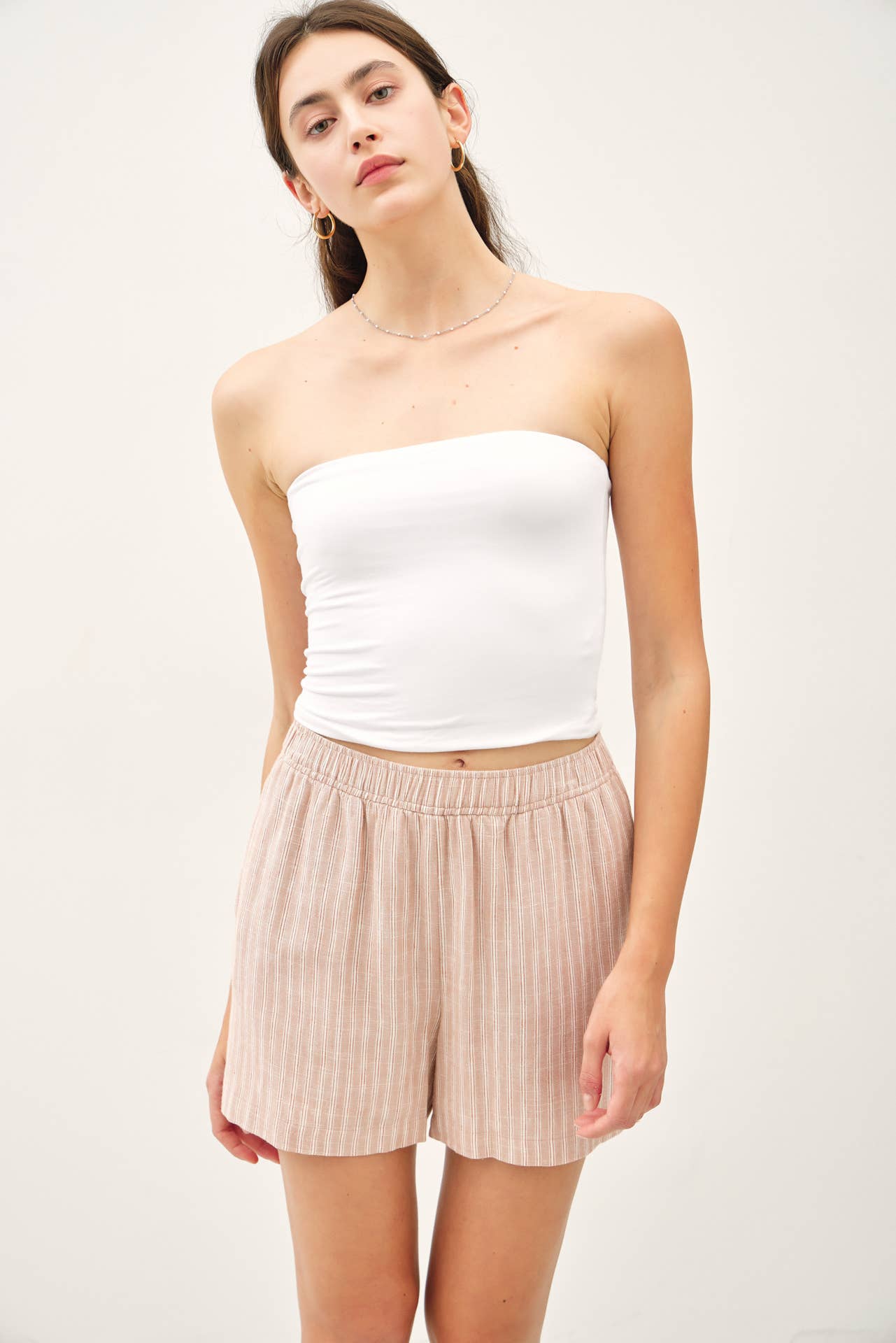 STRIPED BREEZY SHORTS WITH ELASTIC WAIST