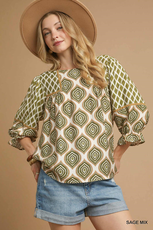 Geometric Print Blouse