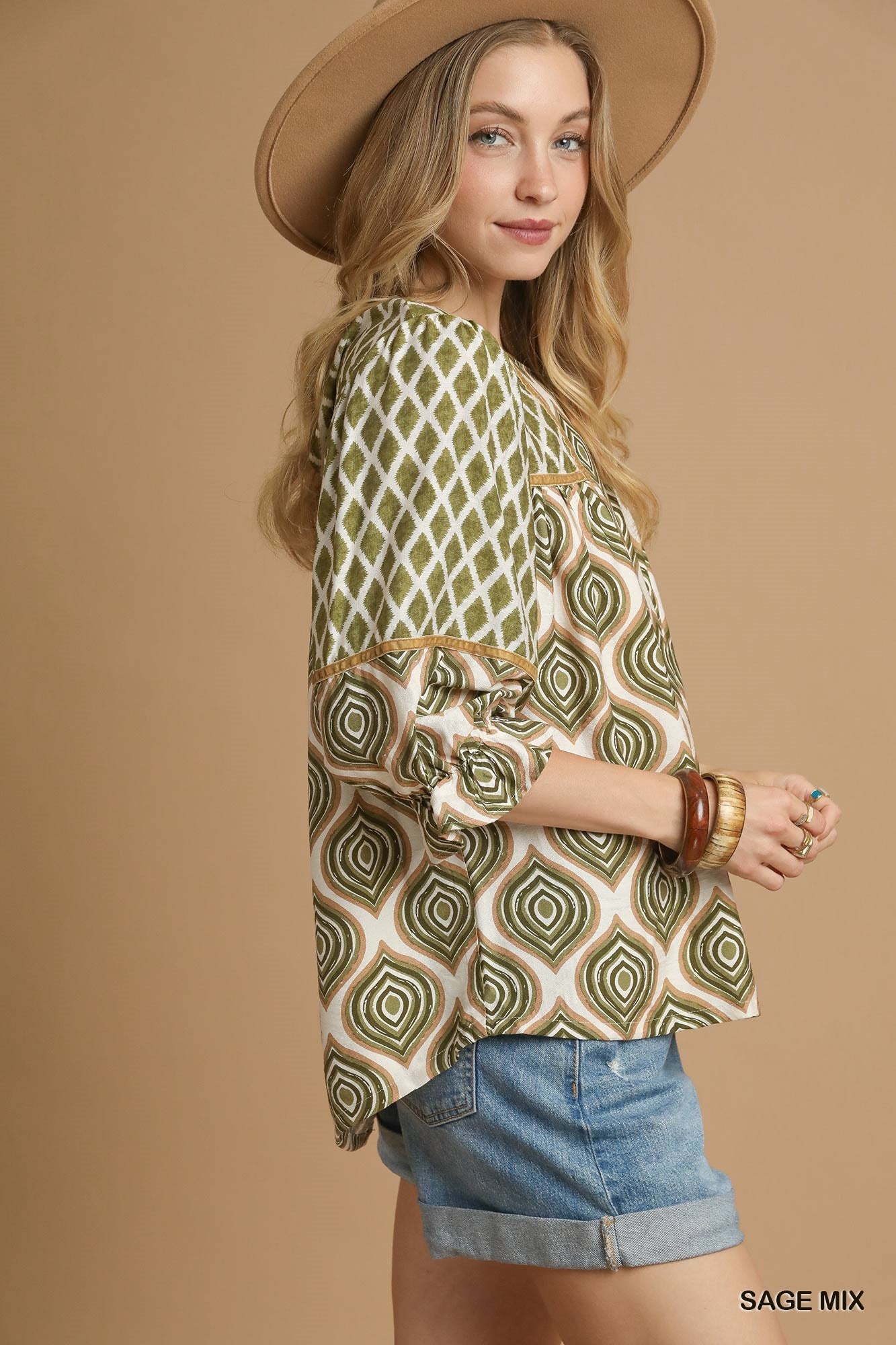 Geometric Print Blouse