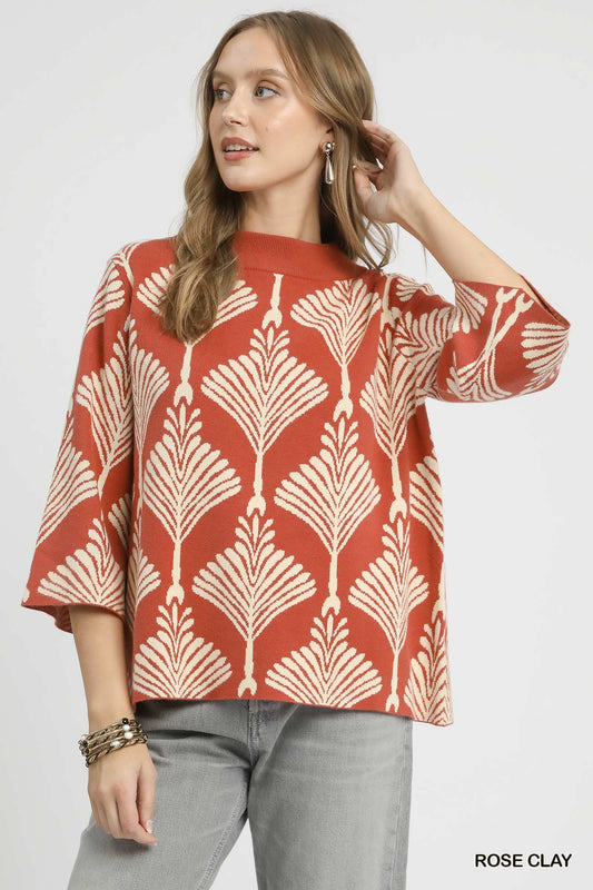 Abstract Print Pullover Sweater