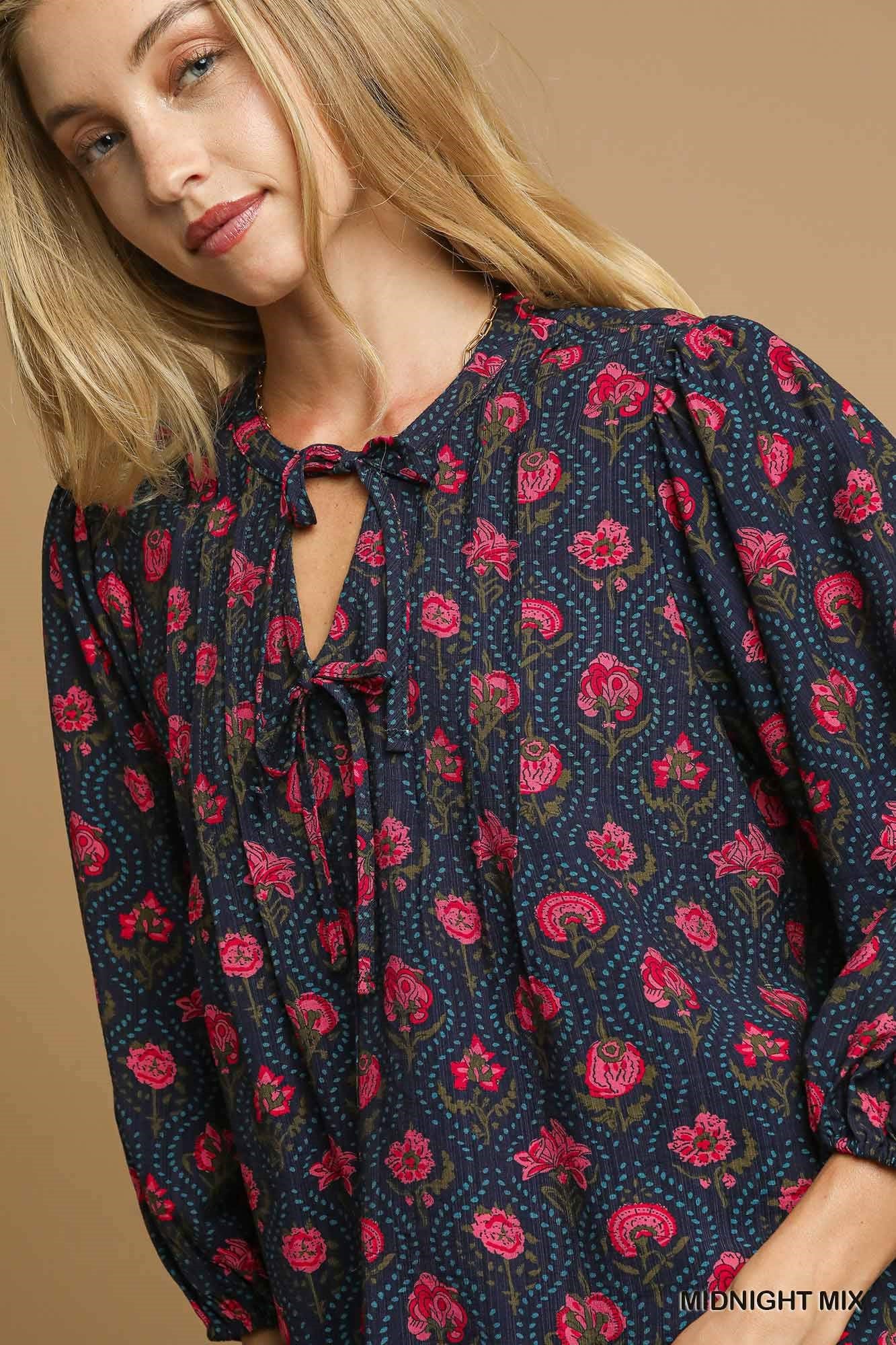 Mixed Floral Print Blouse