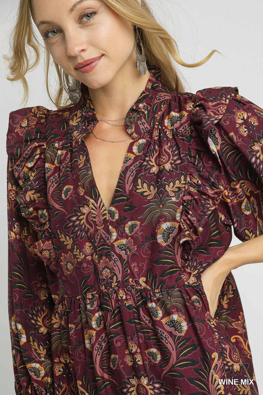 Fall Floral A-line Dress