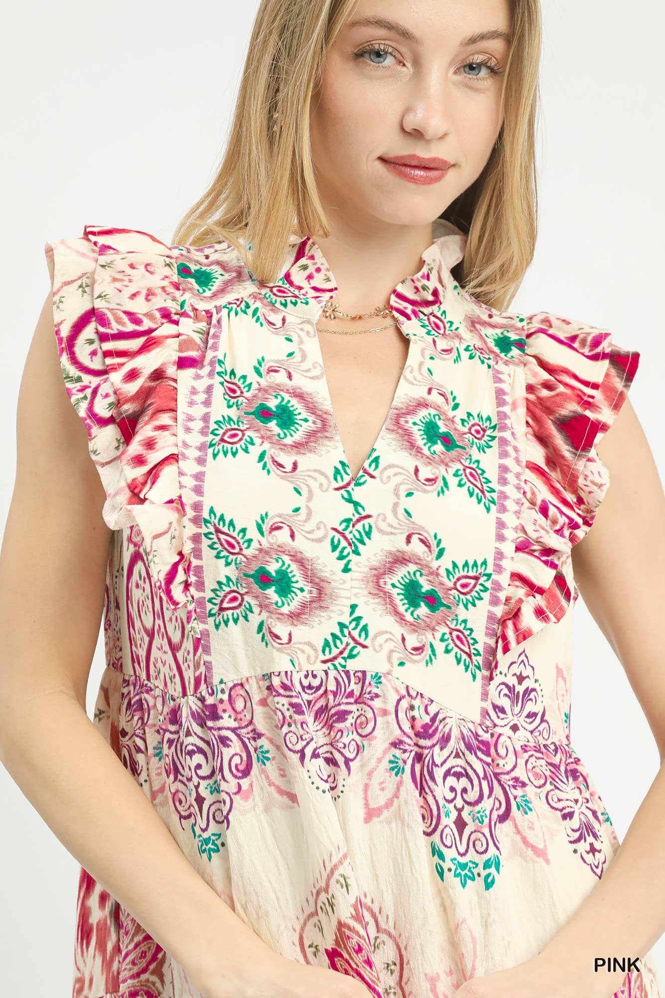 Boho Border Print Midi Dress