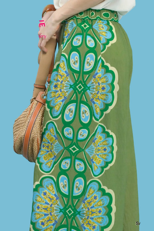Printed Wide Leg Palazzo Pant