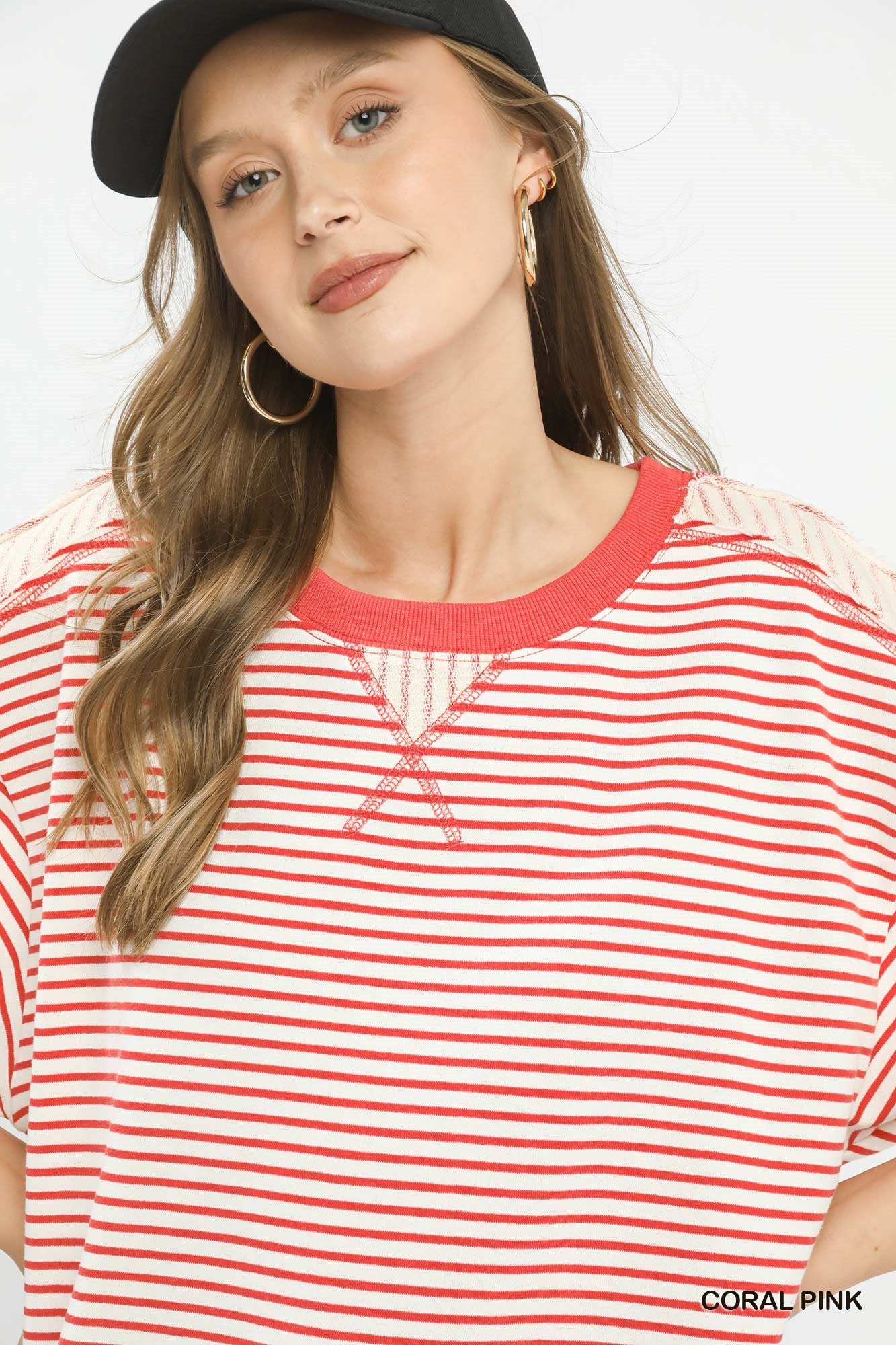 Striped Knit Short Sleeve Top