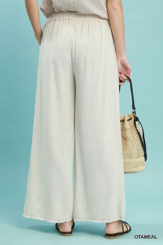 Linen Blend Wide Leg Pant