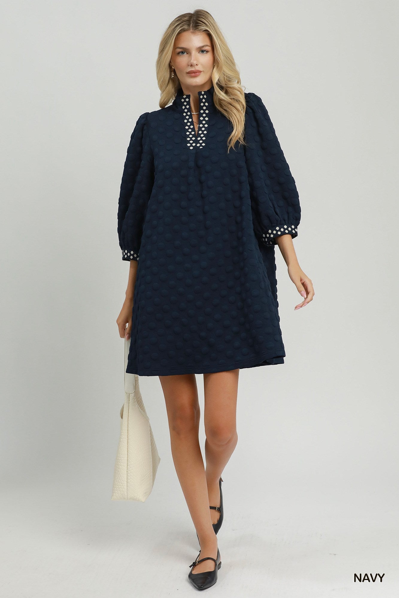 Jacquard Swiss Dot Shift Dress