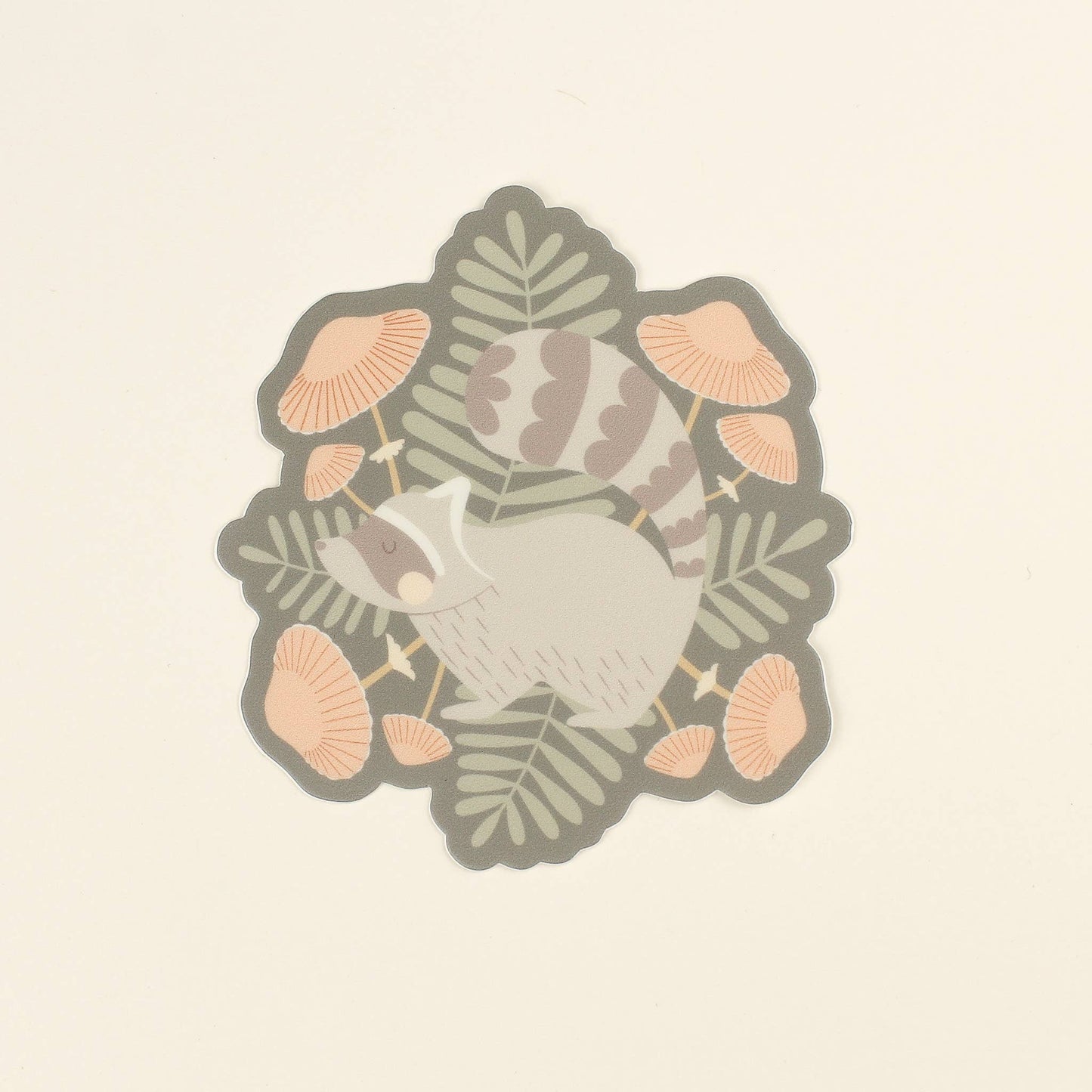 Nature Lover Sticker | Raccoon and Mushrooms