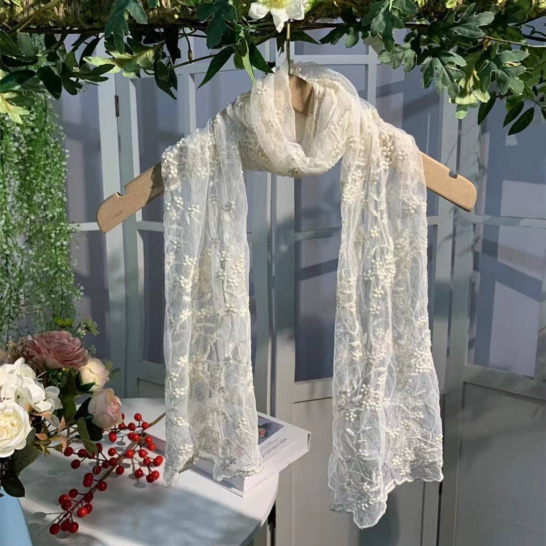 Embroidered Lace Small Shawl Scarf