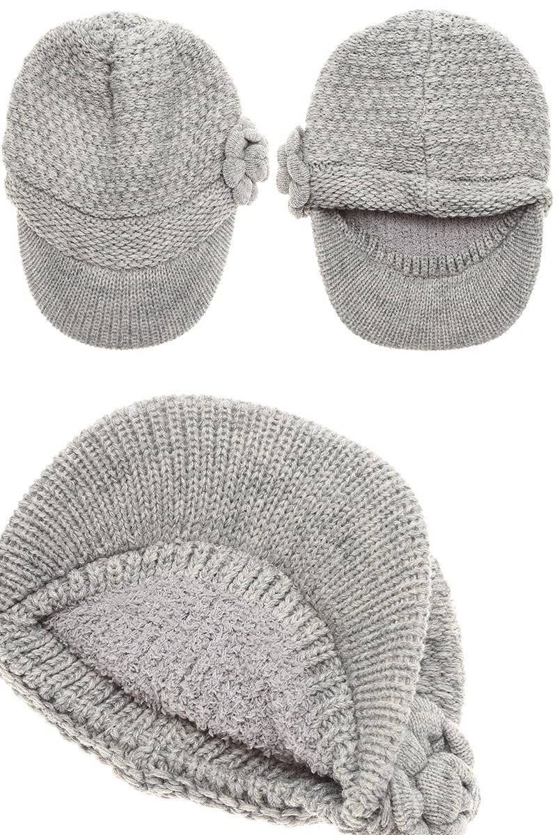 Fleece Lined Newsboy Visor Beanie