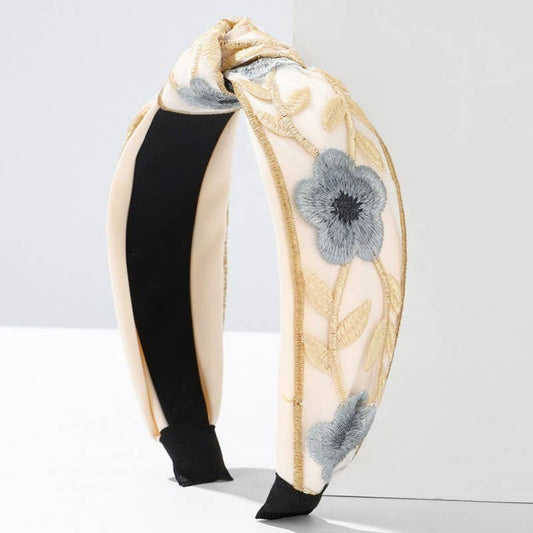 FLORAL COTTAGECORE EMBROIDERY HAIR BAND HEADBAND