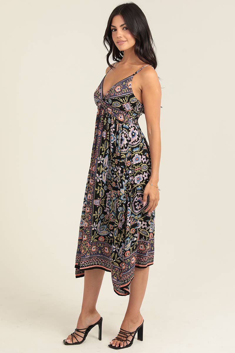 MIDI SPAGHETTI STRAP DRESS WITH TWIST FRONT