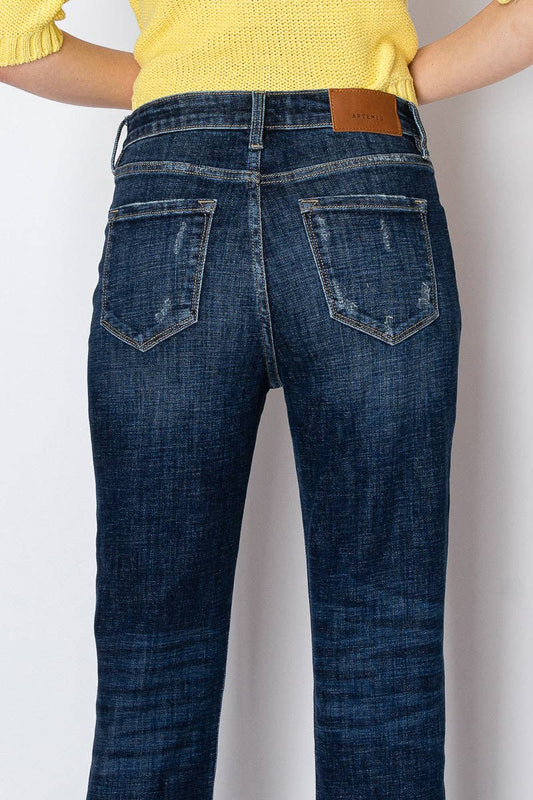 TUMMY CONTROL HIGH RISE STRETCH STRAIGHT W/ SINGLE CUFF JEAN