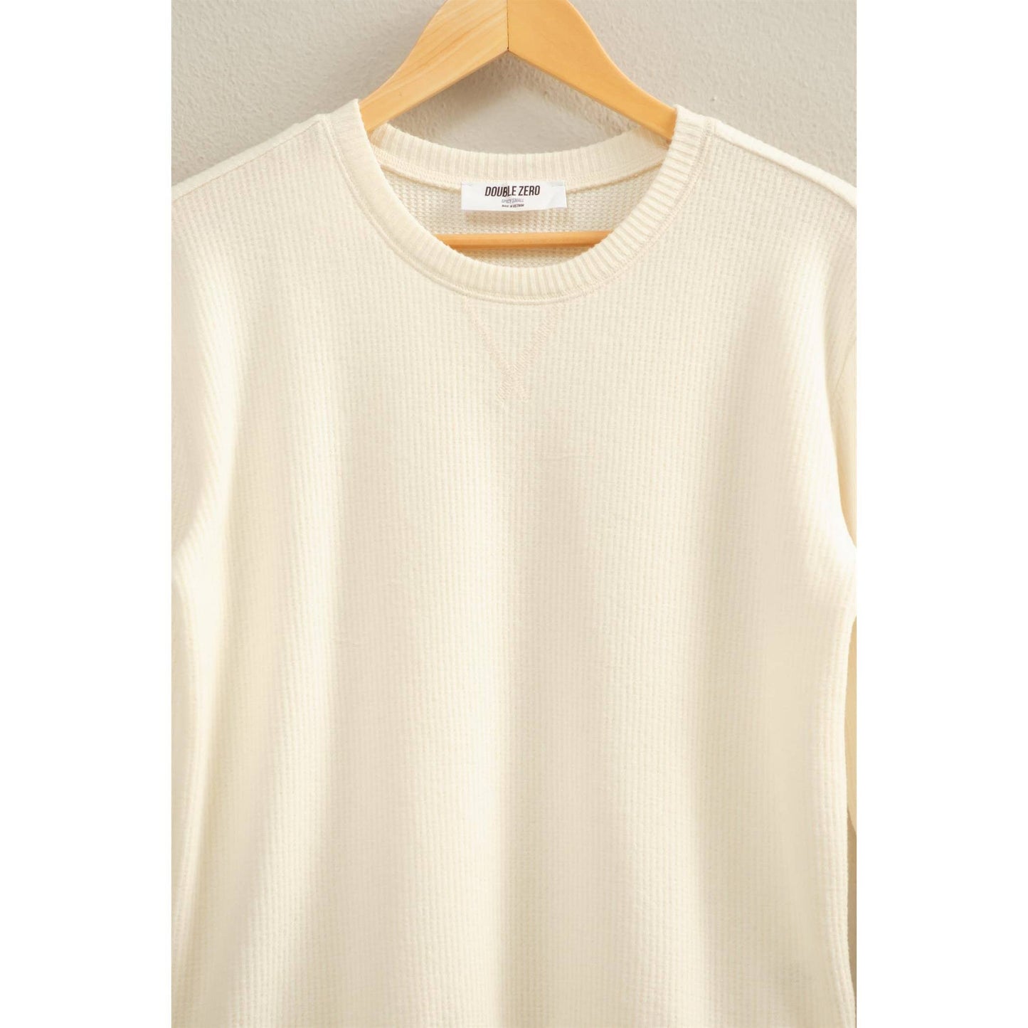 Brushed Waffle Crew Neck Long Sleeve Top