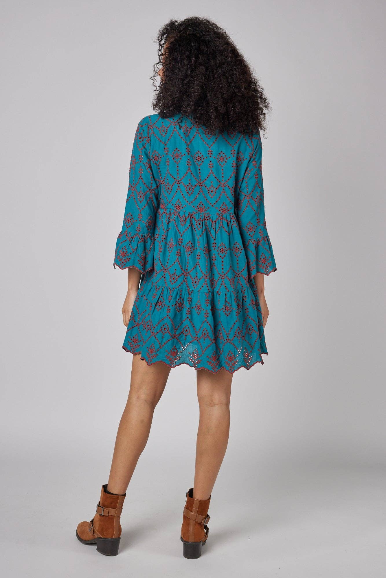 Cadenza Blue Embroidered Dress