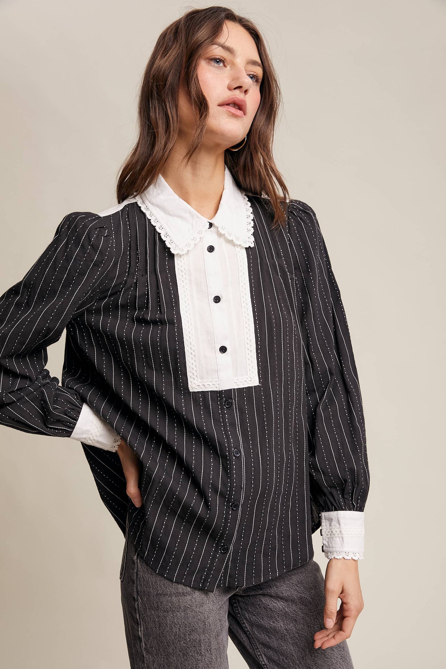 Victorian Contrast Lace Blouse