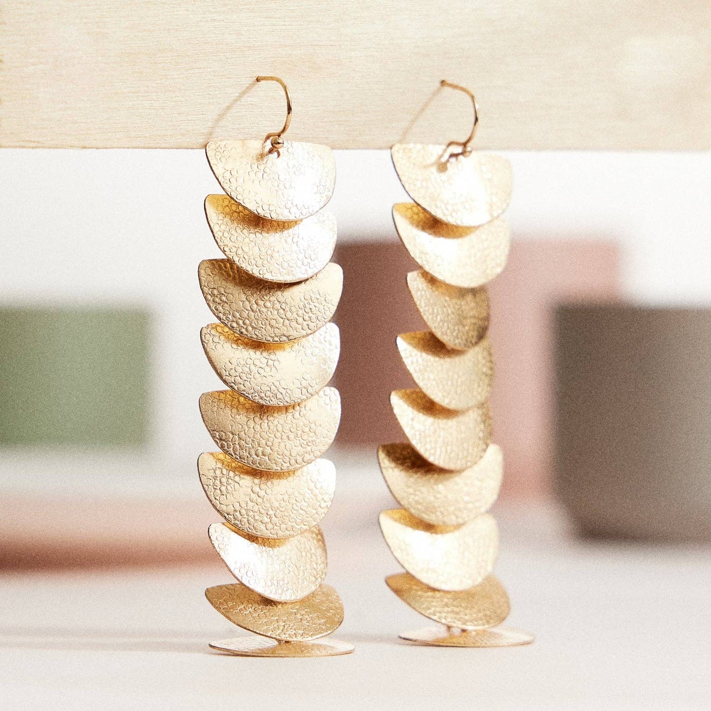 Layered Brass Cascade Earrings