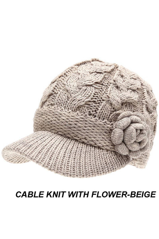 Fleece Lined Newsboy Visor Beanie