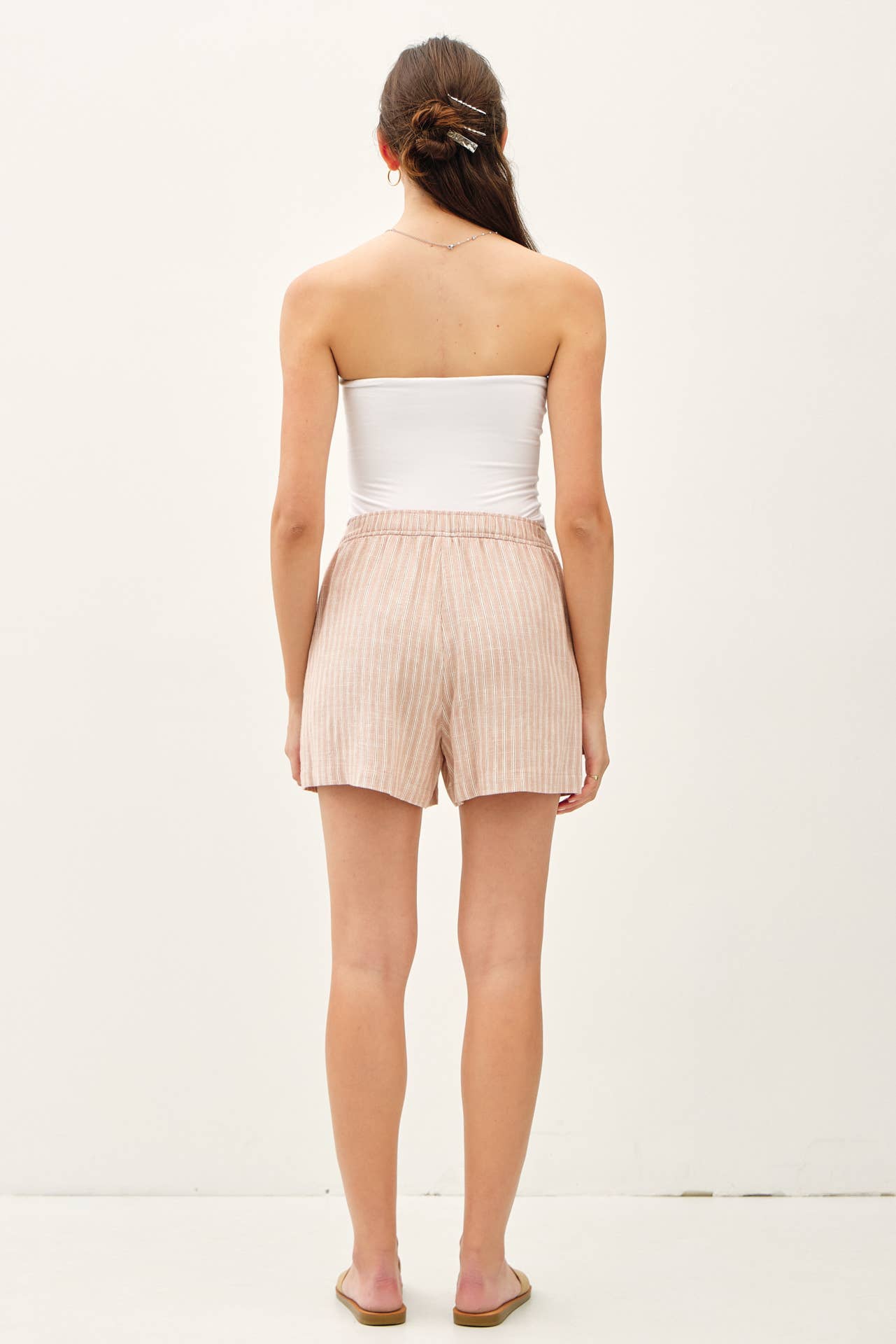 STRIPED BREEZY SHORTS WITH ELASTIC WAIST