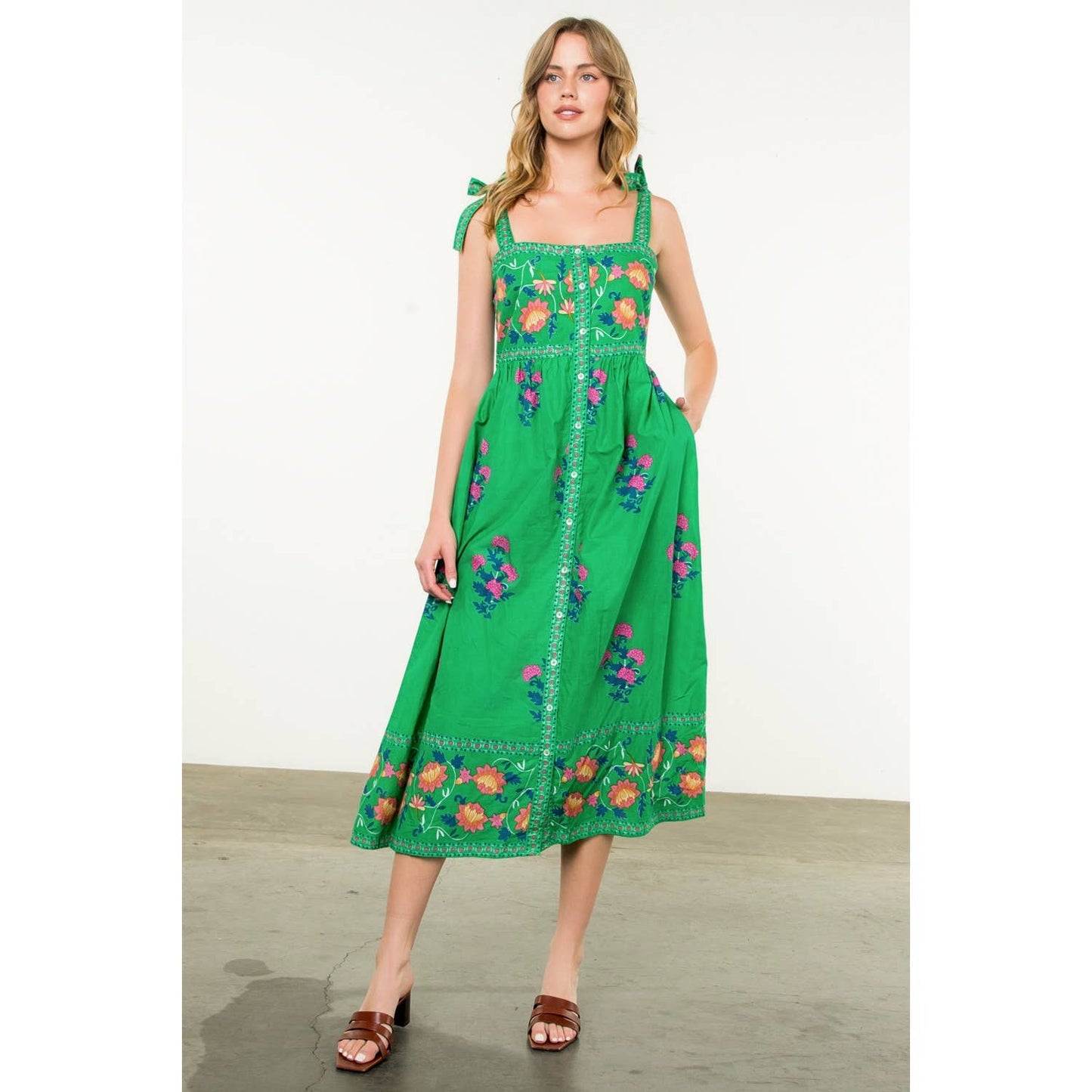 Tie Strap Flower Print Dress