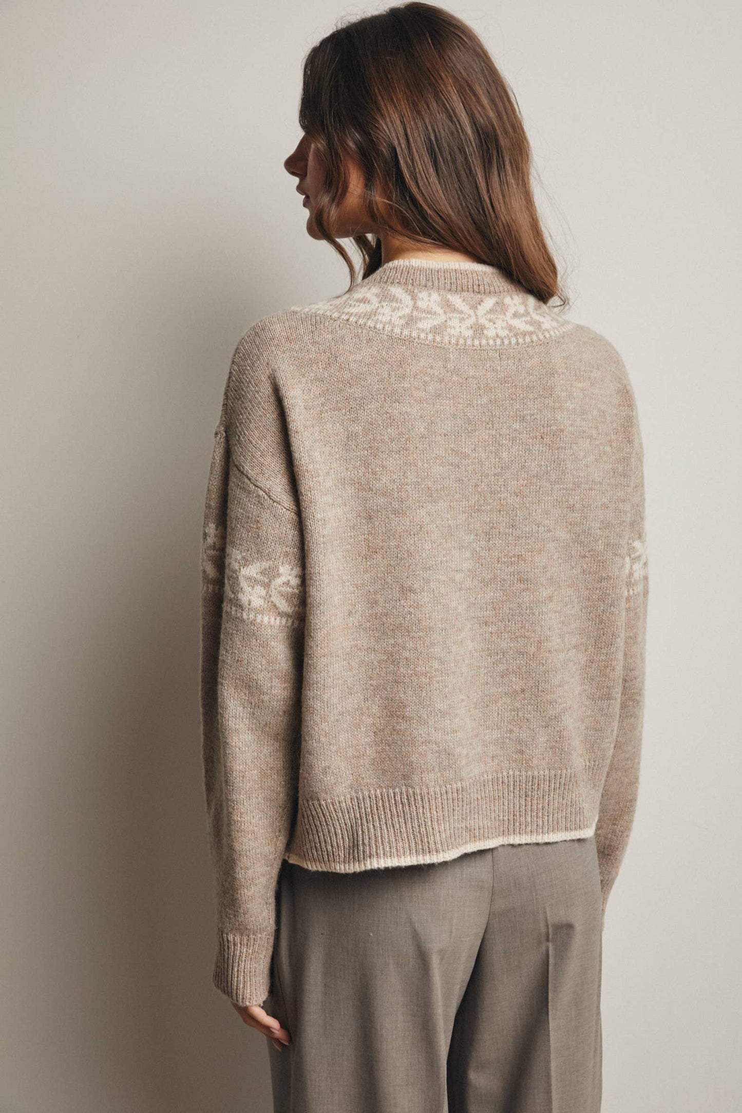 Fair Isle Tie-Neck Sweater