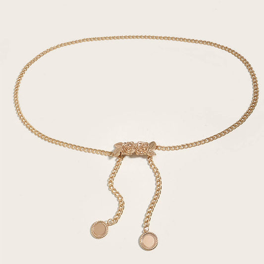 Chain Belt w/Rose Buckle