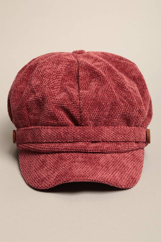 Chenille Cabbie Hat with Elastic Back