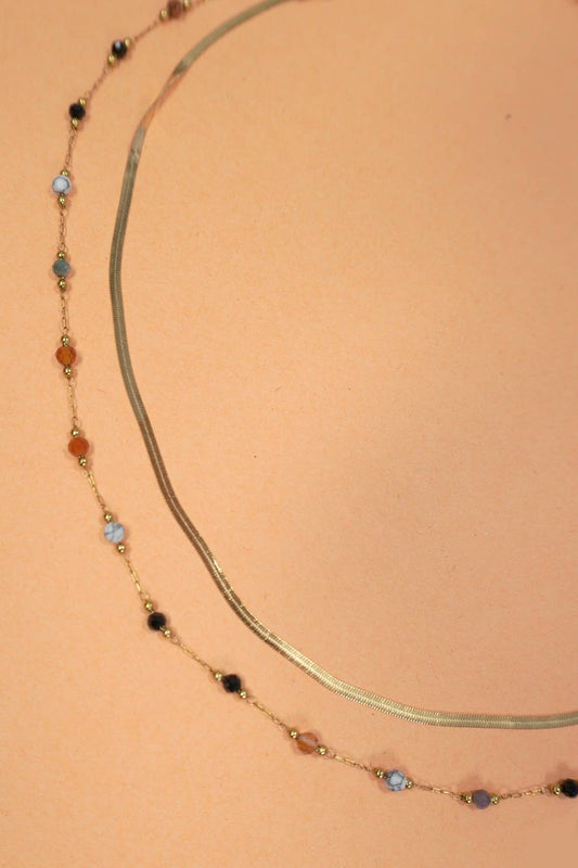 TITANIUM STEEL NON-TARNISH LAYERED CHAIN NECKLACE